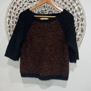 LOFT orange and gray crewneck sweater size small
